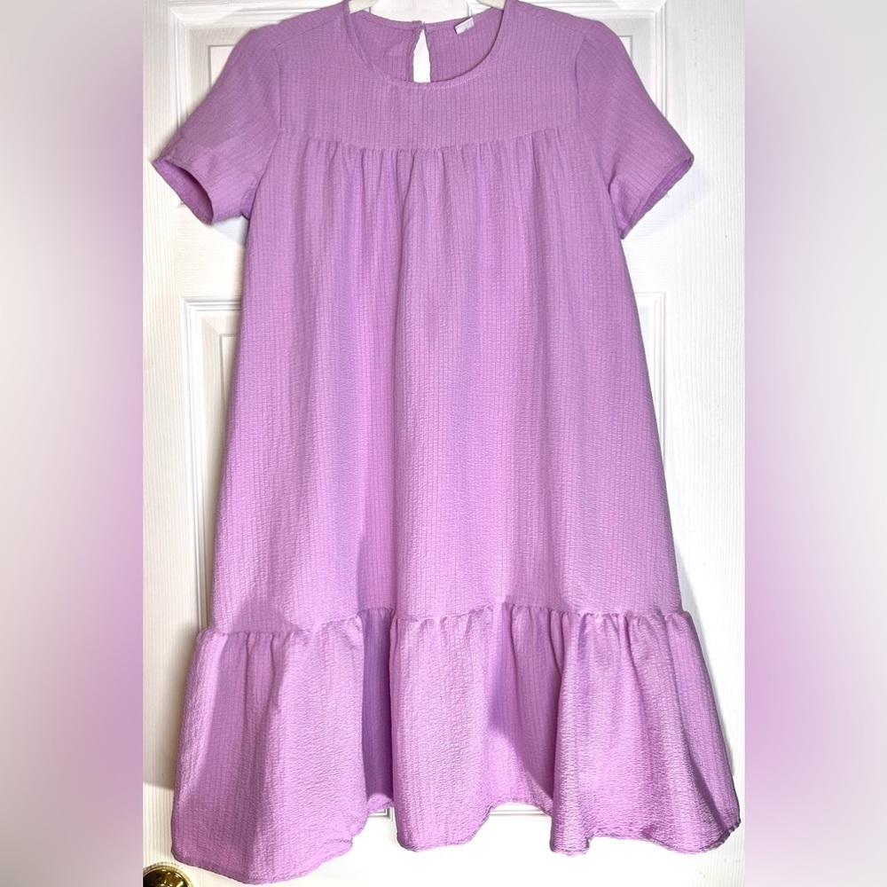 NWOT SHEIN Kids Girls Keyhole Back Ruffle Hem Smock Dress Size  11-12Y‎